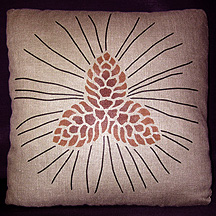 Stencilled Pinecone Pillow