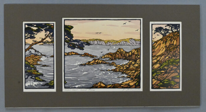 Blockprint by Yoshiko Yamamoto, Carmel Coast - Sunset